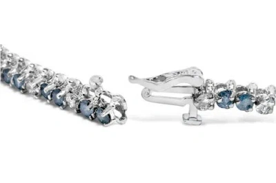 Haus Of Brilliance 14k White Gold 4 5/8cttw White And Treated Blue Diamond Bracelet In Metallic