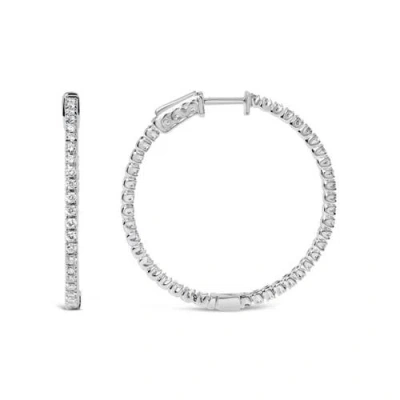 Haus Of Brilliance 14k White Gold 1 1/2 Cttw Lab Grown Diamond Inside Out Hoop Earrings In Metallic