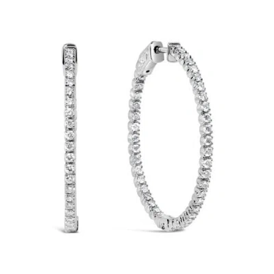 Haus Of Brilliance 14k White Gold 1 1/2 Cttw Lab Grown Diamond Inside Out Hoop Earrings In Metallic