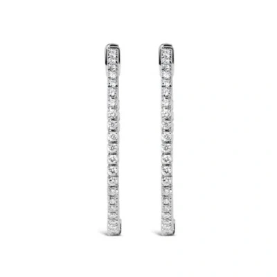 Haus Of Brilliance 14k White Gold 1 1/2 Cttw Lab Grown Diamond Inside Out Hoop Earrings In Metallic