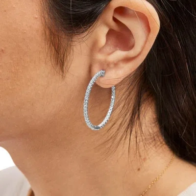 Haus Of Brilliance 14k White Gold 1 1/2 Cttw Lab Grown Diamond Inside Out Hoop Earrings In Metallic