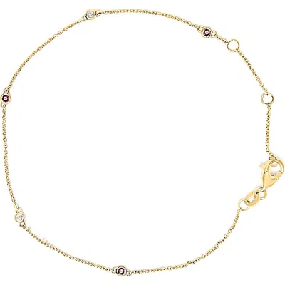 Haus Of Brilliance 14k Yellow Gold Red Ruby And White Diamond Bezel Station Chain Bracelet In Gold