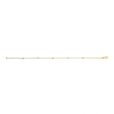 Haus Of Brilliance 14k Yellow Gold Red Ruby And White Diamond Bezel Station Chain Bracelet In Gold