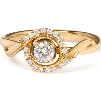 Haus Of Brilliance 14k Yellow Gold 1/3 Cttw Diamond Solitaire And Halo Swirl Engagement Ring