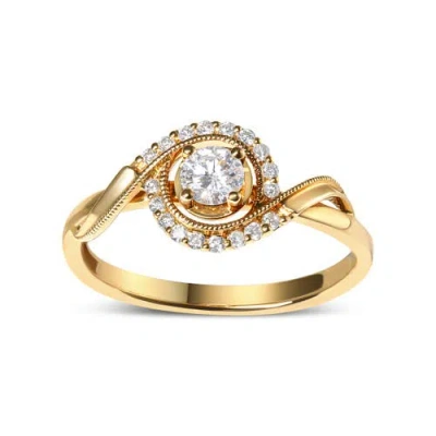 Haus Of Brilliance 14k Yellow Gold 1/3 Cttw Diamond Solitaire And Halo Swirl Engagement Ring