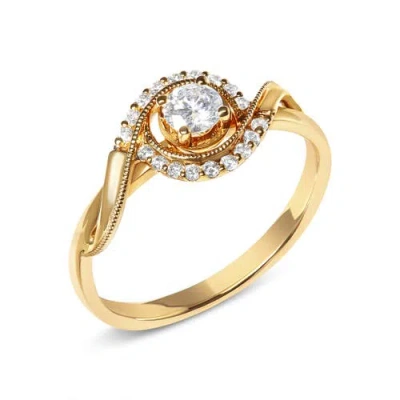 Haus Of Brilliance 14k Yellow Gold 1/3 Cttw Diamond Solitaire And Halo Swirl Engagement Ring