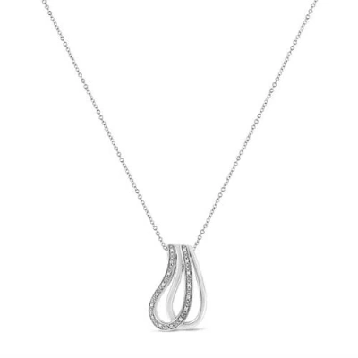 Haus Of Brilliance .925 Sterling Silver Pave-set Diamond Accent Double Curve Pendant Necklace In Metallic