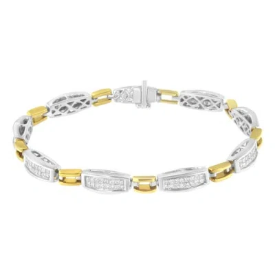 Haus Of Brilliance 14k Yellow And White Gold 2.0 Cttw Princess Cut Diamond Tapered And Equal Sign Link Bracelet In Multi