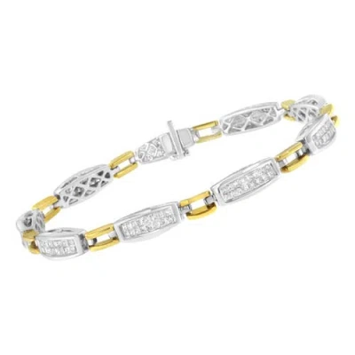Haus Of Brilliance 14k Yellow And White Gold 2.0 Cttw Princess Cut Diamond Tapered And Equal Sign Link Bracelet In Multi