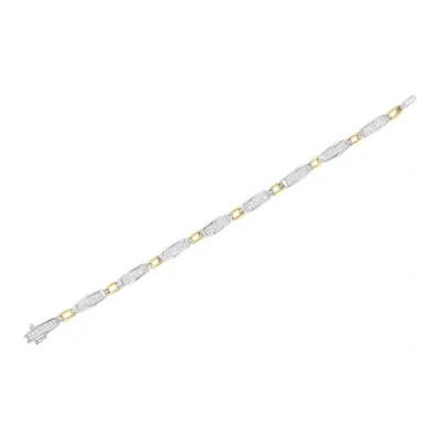 Haus Of Brilliance 14k Yellow And White Gold 2.0 Cttw Princess Cut Diamond Tapered And Equal Sign Link Bracelet In Multi