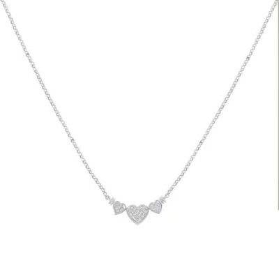 Haus Of Brilliance 14k White Gold 1.0 Cttw Diamond Three Heart Statement Pendant Necklace In Metallic