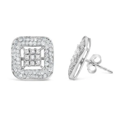 Haus Of Brilliance 10k White Gold 1.00 Cttw Diamond Composite And Halo Stud Earrings In Metallic