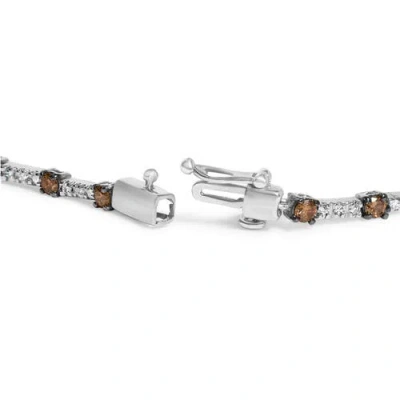 Haus Of Brilliance 14k White Gold 2 1/4 Cttw Champagne Diamond Bar Link 7" Bracelet In Metallic