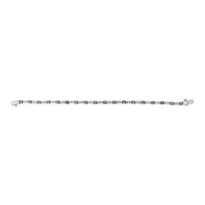 Haus Of Brilliance 14k White Gold 2 1/4 Cttw Champagne Diamond Bar Link 7" Bracelet In Metallic