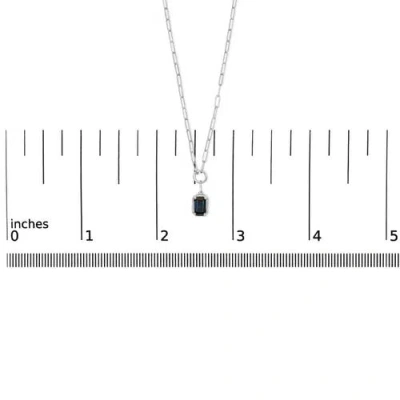 Haus Of Brilliance 10k White Gold Emerald Cut 6x4 Mm Blue Sapphire Solitaire Pendant Necklace In Metallic