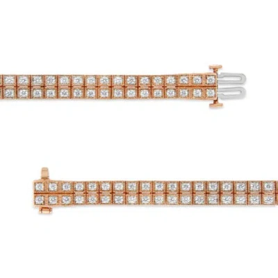 Haus Of Brilliance 14k Rose Gold 3.0 Cttw Lab Grown Diamond Two Row Milgrain Tennis Bracelet In Gold