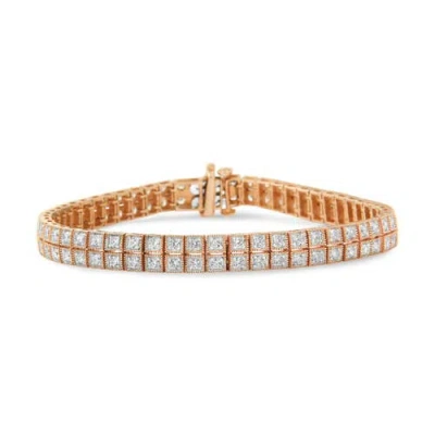 Haus Of Brilliance 14k Rose Gold 3.0 Cttw Lab Grown Diamond Two Row Milgrain Tennis Bracelet In Gold