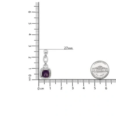 Haus Of Brilliance .925 Sterling Silver 6x6mm Cushion Shaped Natural Purple Amethyst And Diamond Accent Drop And Dangle In Purple
