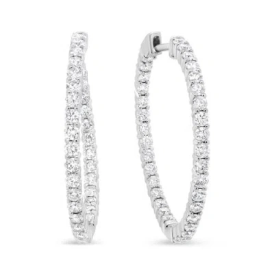 Haus Of Brilliance 18k White Gold 3 5/8 Cttw Round Diamond Curved Inside-outside Hoop Earrings (f-g In Metallic