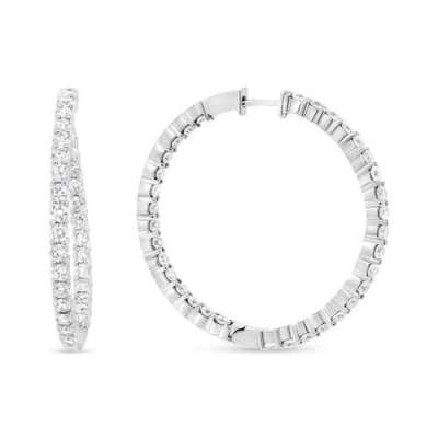 Haus Of Brilliance 18k White Gold 3 5/8 Cttw Round Diamond Curved Inside-outside Hoop Earrings (f-g In Metallic