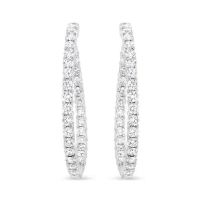 Haus Of Brilliance 18k White Gold 3 5/8 Cttw Round Diamond Curved Inside-outside Hoop Earrings (f-g In Metallic