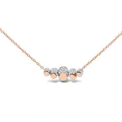 Haus Of Brilliance 18k Rose Gold 3/4 Cttw Pave Diamonds & Graduated Red Ruby Gemstone Curved Bar Choker Necklace (g-h C In Gold