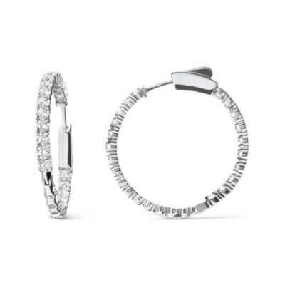 Haus Of Brilliance 14k White Gold 1.0 Carat Inside Out Lab-grown Diamond Fashion Hoop Earrings In Metallic