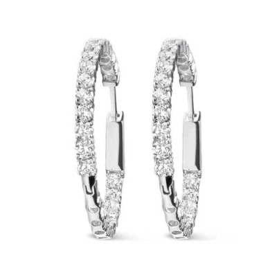 Haus Of Brilliance 14k White Gold 1.0 Carat Inside Out Lab-grown Diamond Fashion Hoop Earrings In Metallic