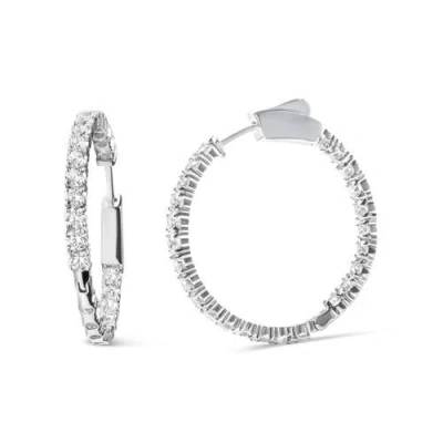 Haus Of Brilliance 14k White Gold 1.0 Carat Inside Out Lab-grown Diamond Fashion Hoop Earrings In Metallic