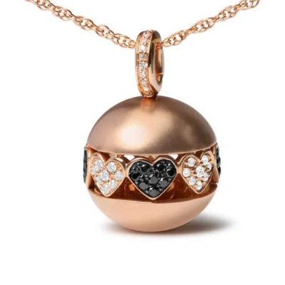 Haus Of Brilliance 18k Gold 3/8 Cttw Diamond Ball With Filigree Heart & Cluster Pendant Necklace In Pink