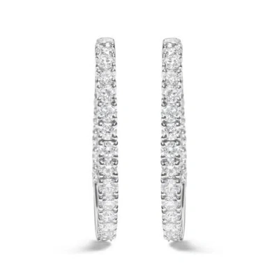 Haus Of Brilliance 14k White Gold 5.00 Cttw Lab Grown Diamond Inside Out Hoop Earrings In Metallic