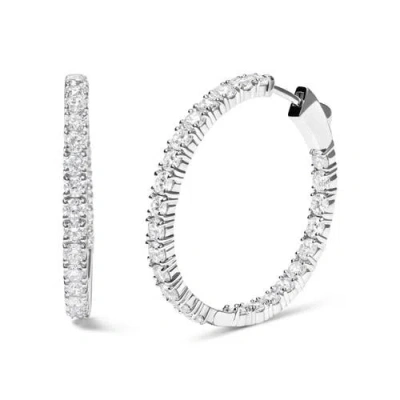 Haus Of Brilliance 14k White Gold 5.00 Cttw Lab Grown Diamond Inside Out Hoop Earrings In Metallic