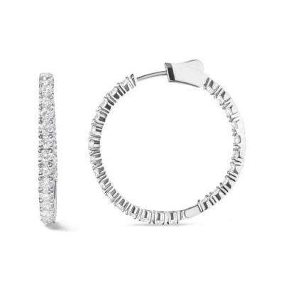 Haus Of Brilliance 14k White Gold 5.00 Cttw Lab Grown Diamond Inside Out Hoop Earrings In Metallic