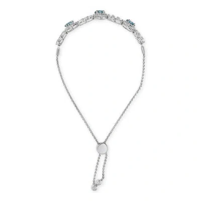 Haus Of Brilliance .925 Sterling Silver Swiss Blue Topaz And White Sapphire Bolo Bracelet In Blue