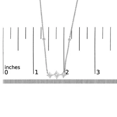 Haus Of Brilliance 10k White Gold Bezel Set Diamond 3 Stone Kite Shape And Station Necklace In Metallic