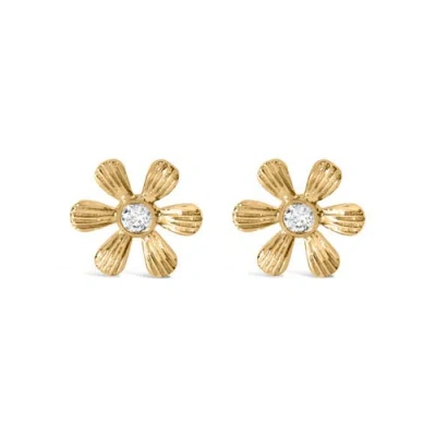 Haus Of Brilliance 10k Yellow Gold Bezel Set Diamond Accent Hammered Finish Floral Stud Earrings