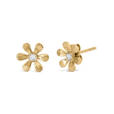 Haus Of Brilliance 10k Yellow Gold Bezel Set Diamond Accent Hammered Finish Floral Stud Earrings