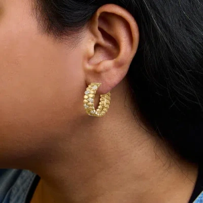 Haus Of Brilliance 14k Yellow Gold Plated .925 Sterling Silver 3/8 Cttw Diamond Pave Pear Link J Hoop Earrings In Gold