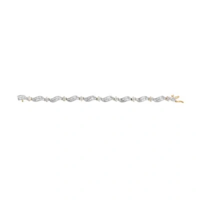 Haus Of Brilliance 10k Yellow And White Gold 3.00 Cttw Diamond Cluster And Wave Link Bracelet In Gold