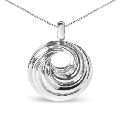 Haus Of Brilliance .925 Sterling Silver Endless Wave Swirl Statement Medallion Pendant Necklace In Metallic