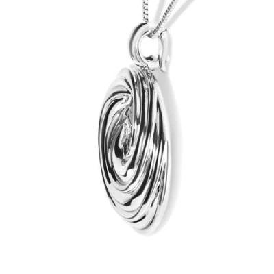 Haus Of Brilliance .925 Sterling Silver Endless Wave Swirl Statement Medallion Pendant Necklace In Metallic