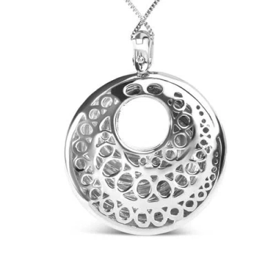 Haus Of Brilliance .925 Sterling Silver Endless Wave Swirl Statement Medallion Pendant Necklace In Metallic