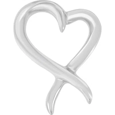 Haus Of Brilliance .925 Sterling Silver Open Heart-shaped Awareness Ribbon Pendant Necklace In Metallic