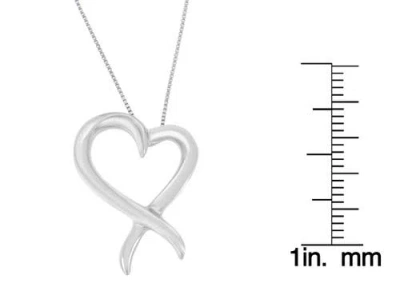 Haus Of Brilliance .925 Sterling Silver Open Heart-shaped Awareness Ribbon Pendant Necklace In Metallic