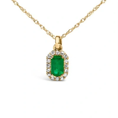 Haus Of Brilliance 10k Yellow Gold 5x3mm Green Emerald And Diamond Accent Halo Octagonal Shape Penda