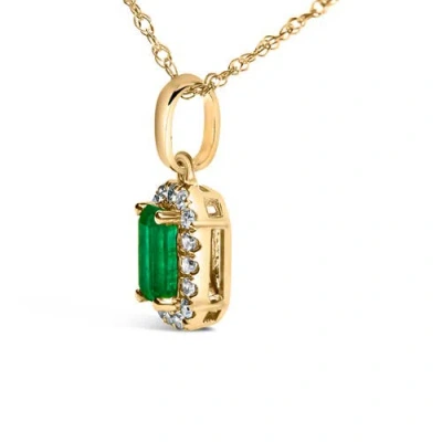 Haus Of Brilliance 10k Yellow Gold 5x3mm Green Emerald And Diamond Accent Halo Octagonal Shape Penda