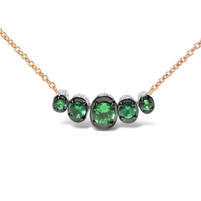 Haus Of Brilliance 18k Gold 3/4 Ctw Diamonds & Tsavorite Curved Bar Choker Necklace In Green