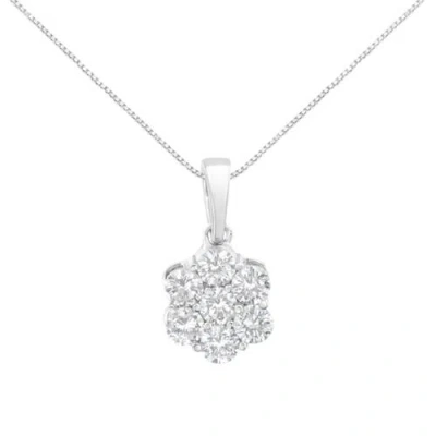 Haus Of Brilliance 14k White Gold 1 Cttw Brilliant Diamond 7 Stone Flower Pendant Necklace In White