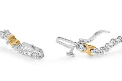 Haus Of Brilliance 10k Two-tone 2.00 Cttw Diamond "x" And Wave Link Bracelet In Multi
