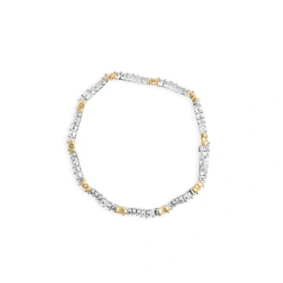Haus Of Brilliance 10k Two-tone 2.00 Cttw Diamond "x" And Wave Link Bracelet In Multi